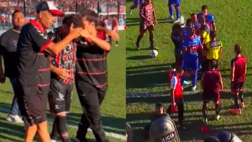 Hincha de Tigre le tiró un botellazo a un jugador de Chacarita y suspendieron el partido (captura de video).