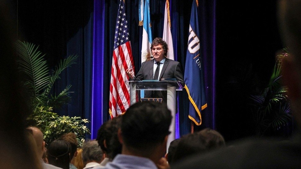 Javier Milei en la Universidad Internacional de Florida (FIU).