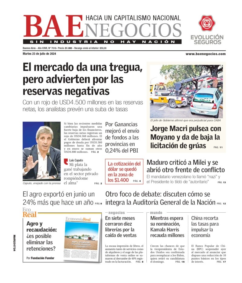    <a href='https://www.cronica.com.ar/tags/Tapas'>Tapas</a> del martes 23 de julio de 2024