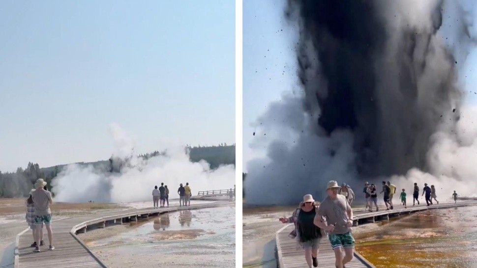 Dramática explosión en el parque de Yellowstone.