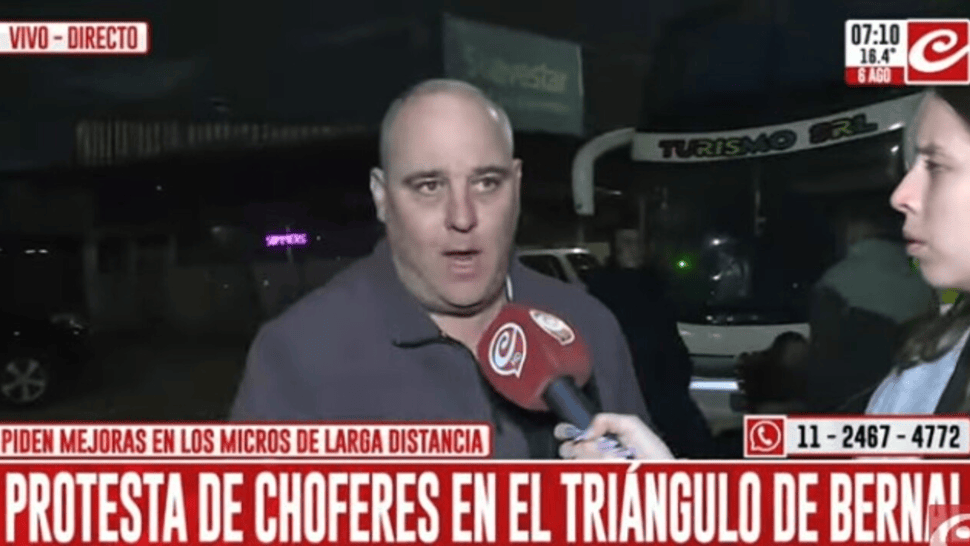 Importante corte con micros de larga distancia en Bernal (Captura de TV).