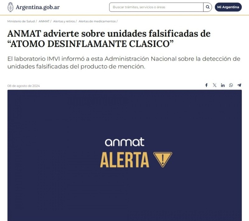   <a href='https://www.cronica.com.ar/tags/ANMAT'>ANMAT</a> advirtió por una COPIA PELIGROSA de un conocido ANALGÉSICO y ANTIINFLAMATORIO.