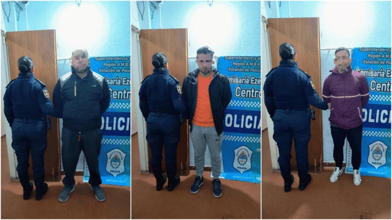 Tres de los acusados detenidos. 