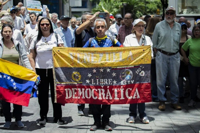 La marcha opositora en Caracas. 