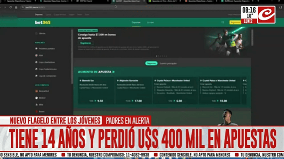 Ludopatía infantil: tiene 14 años y perdió 400 mil dólares en apuestas