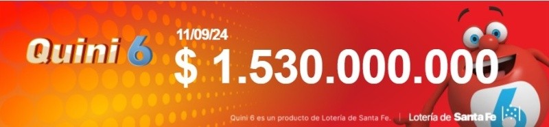 El pozo acumulado para el sorteo del   <a href='https://www.cronica.com.ar/tags/Quini 6'>Quini 6</a> del miércoles 11 de septiembre.