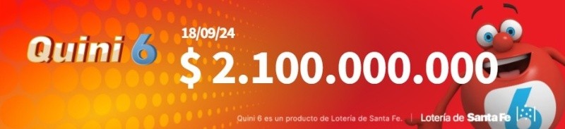 El pozo acumulado para el sorteo del   <a href='https://www.cronica.com.ar/tags/Quini 6'>Quini 6</a> del miércoles 18 de septiembre.