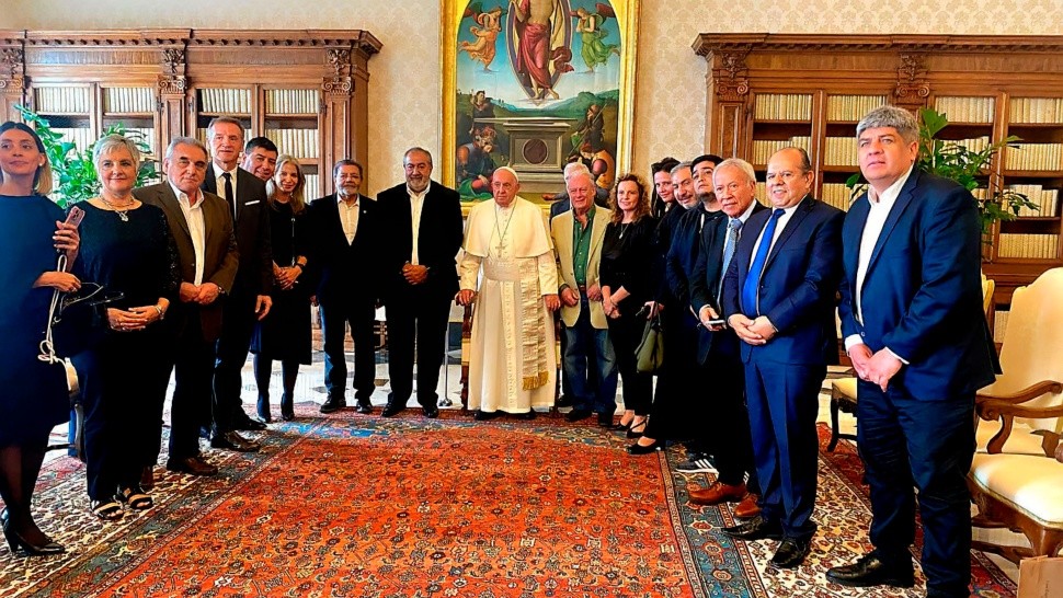 Los dirigentes de la CGT fueron recibidos por el Papa en el Vaticano.