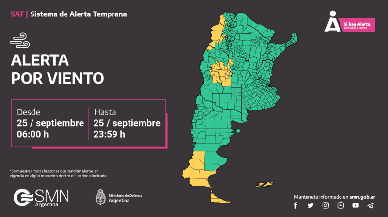  Estas son las provincias afectadas por la alerta meteorológica por viento. 