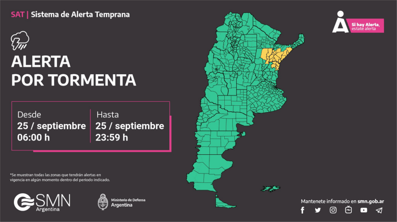  Estas son las provincias afectadas por la alerta meteorológica por tormentas.