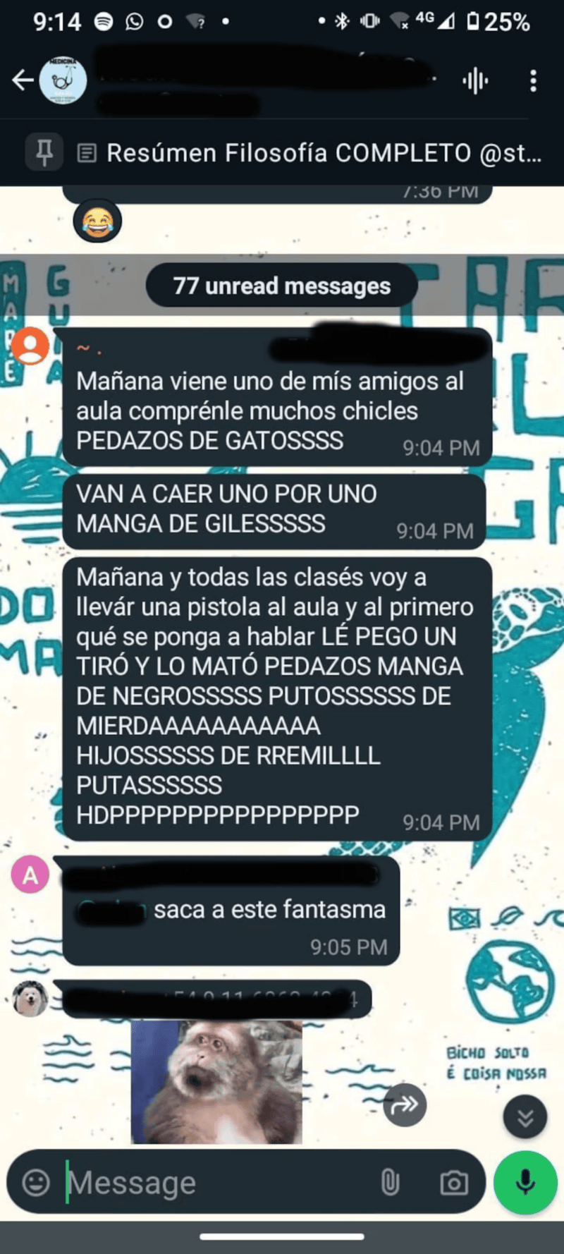 El grupo de chat en el que escribió. 