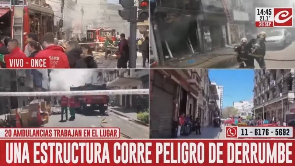 Voraz incendio en Once.