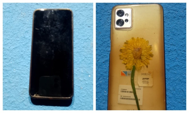 Los dos celulares que el malviviente tenía en su poder al momento de ser capturado 