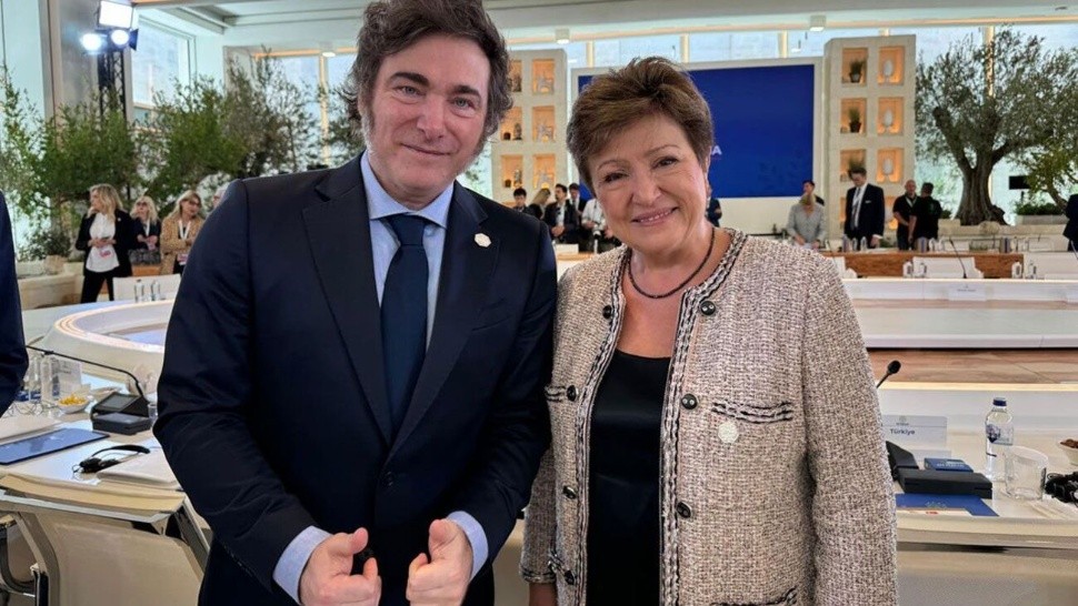 Javier Milei, junto a la directora del FMI, Kristalina Georgieva.