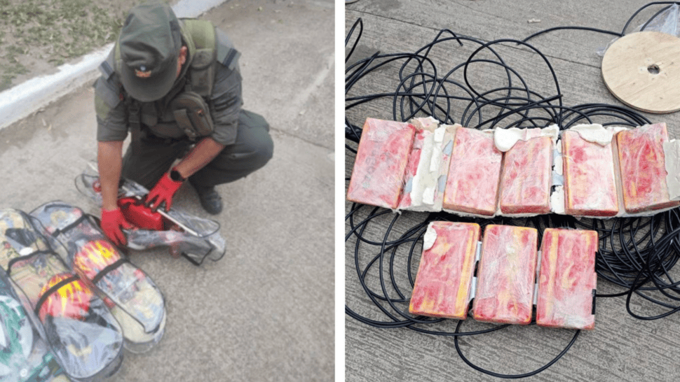 En tour de compras, llevaban 34 kilos de cocaína escondidos entre patinetas y cables