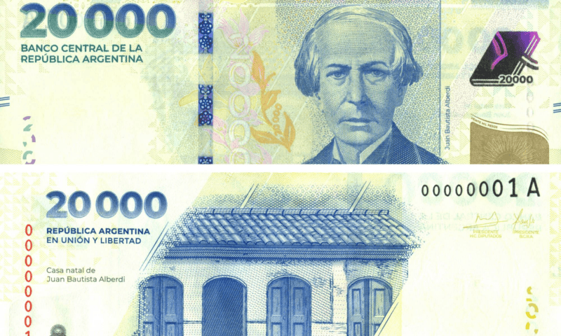 El nuevo billete de $20.000 tiene la figura de Juan Bautista Alberdi en su frente.