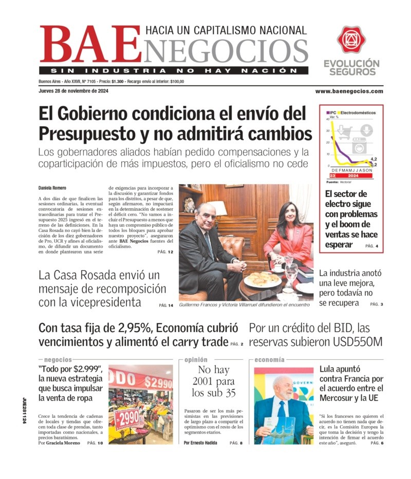   <a href='https://www.cronica.com.ar/tags/Tapas'>Tapas</a> del jueves 28 de noviembre de 2024