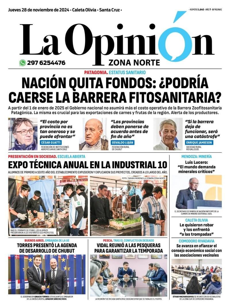   <a href='https://www.cronica.com.ar/tags/Tapas'>Tapas</a> del jueves 28 de noviembre de 2024