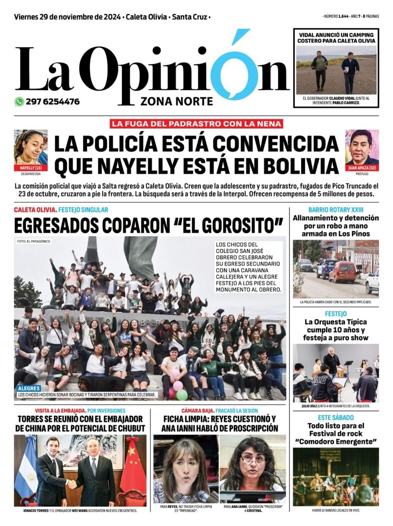   <a href='https://www.cronica.com.ar/tags/Tapas'>Tapas</a> del viernes 29 de noviembre de 2024.