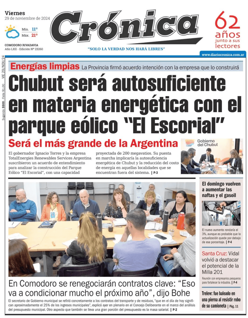   <a href='https://www.cronica.com.ar/tags/Tapas'>Tapas</a> del viernes 29 de noviembre de 2024.