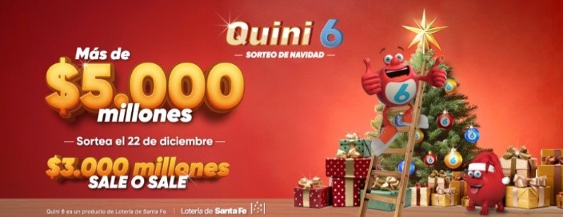   <a href='https://www.cronica.com.ar/tags/Quini 6'>Quini 6</a> de Navidad sortea más de $5.000 millones, con $3.000 