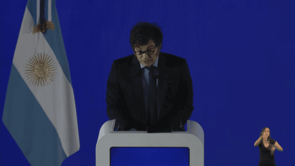 Javier Milei en la apertura de la Semana de la Inteligencia Artificial.