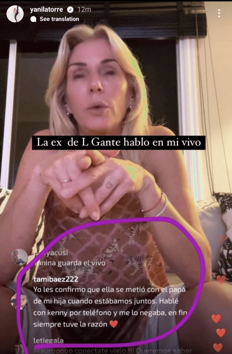  El mensaje de Tamra Báez en el vivo de Yanina Latorre. (Foto: Instagram y X).