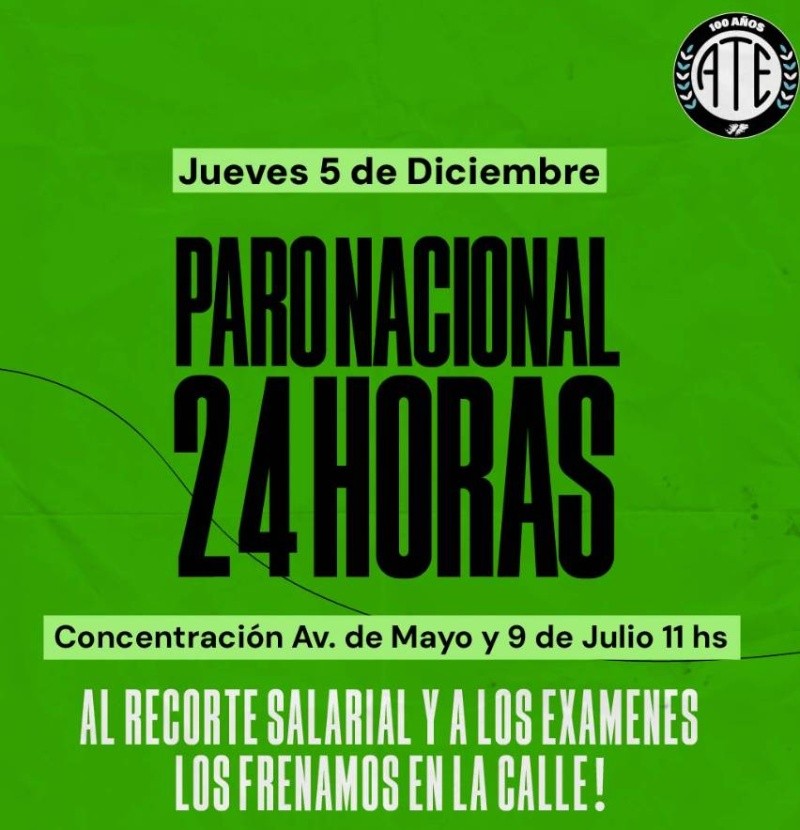 La convocatoria de   <a href='https://www.cronica.com.ar/tags/ATE'>ATE</a> al paro del jueves.