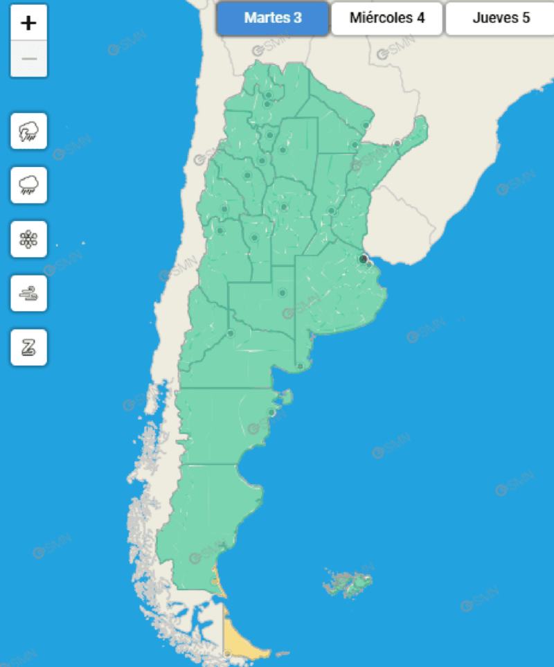  Atención: alerta amarilla por fuertes vientos para las próximas horas (SMN)