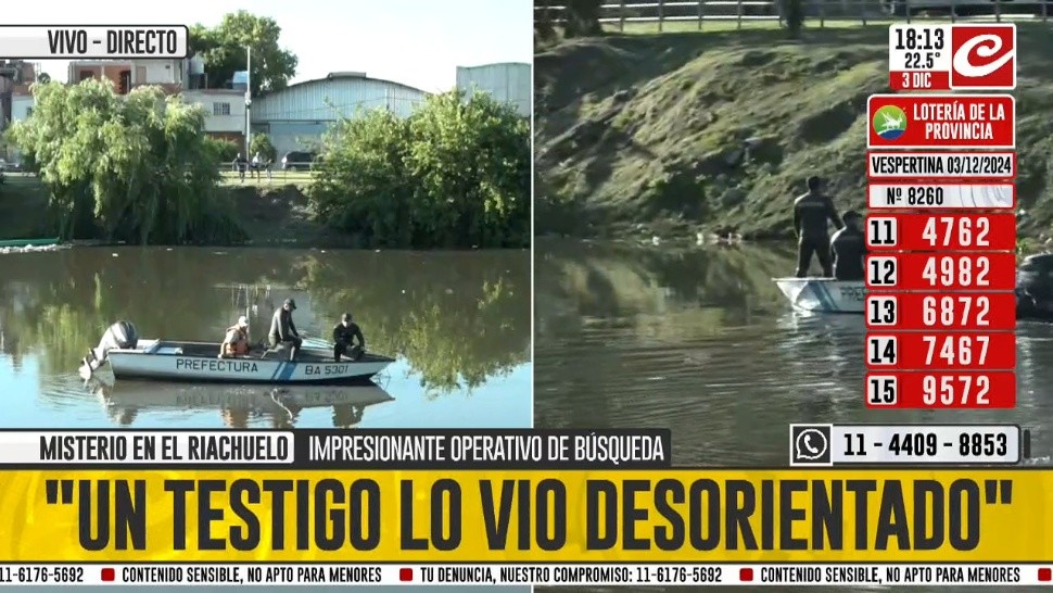 Impresionante operativo de búsqueda en el Riachuelo