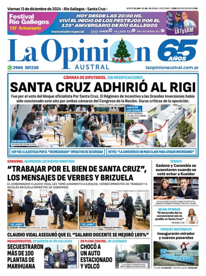   <a href='https://www.cronica.com.ar/tags/Tapas'>Tapas</a> del viernes 13 de diciembre de 2024