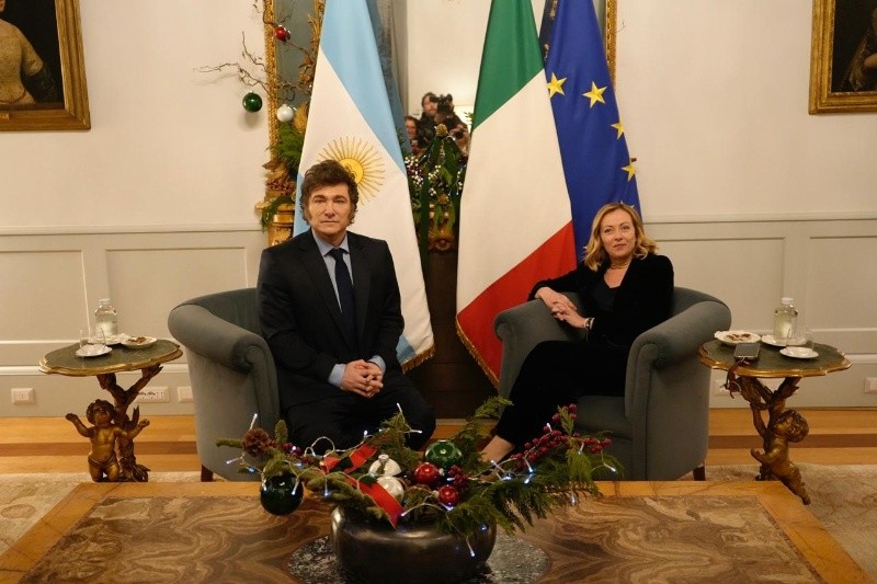 Javier Milei y Giorgia Meloni en su sexto encuentro en lo que va del año, en   <a href='https://www.cronica.com.ar/tags/Italia'>Italia</a>. 