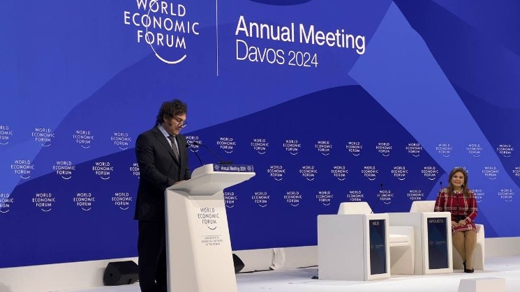 El presidente Javier Milei en el Foro Económico Mundial de Davos.