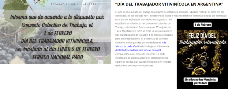 El Sindicato de Obreros y Empleados Vitivinícolas y Afines estableció el feriado del 5 de febrero en honor a la labor de los trabajadores vitivinícolas (Imagen: SOEVA).