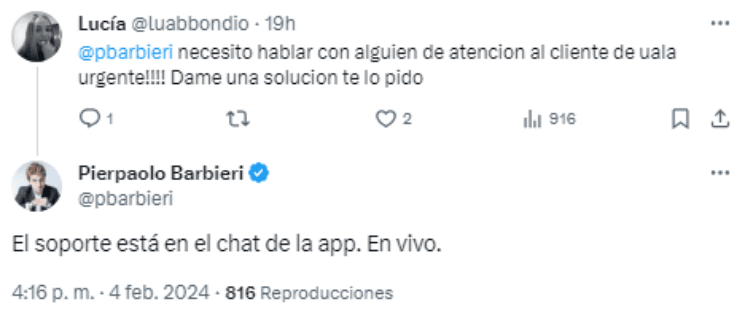 Quejas de usuarios en redes sociales por fallas en la aplicación de una famosa fintech.