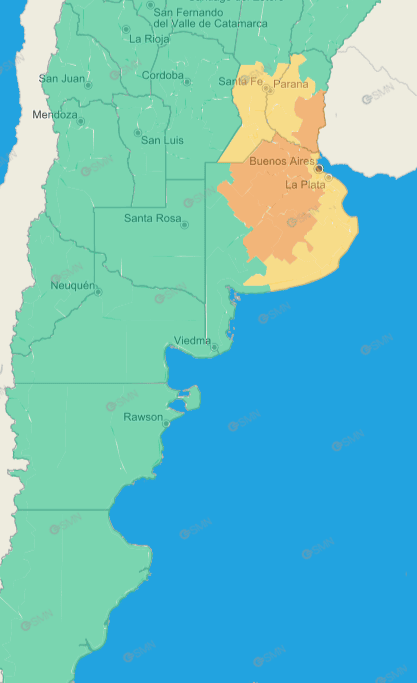 Lunes de muchas lluvias y tormentas en el centro y este del país (Imagen: Servicio Meteorológico Nacional).