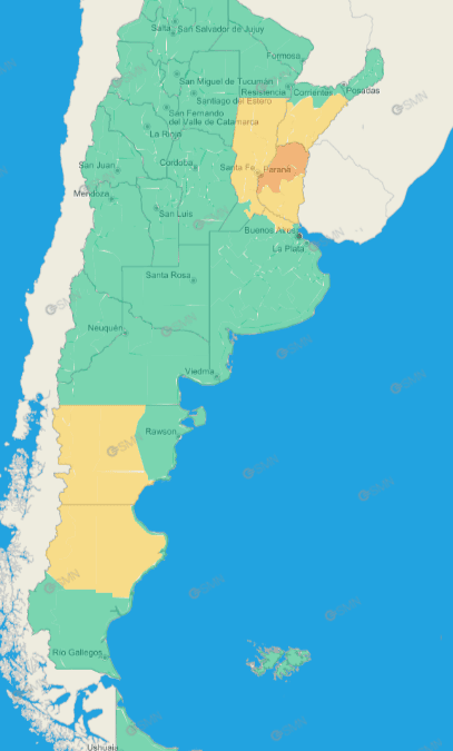 Las alertas emitidas por el SMN para este viernes 3 de abril (Imagen: Servicio Meteorológico Nacional).