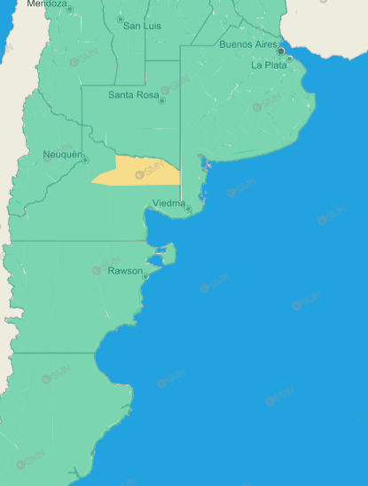 Por el momento, una de las provincias más afectas por el fuerte viento es Río Negro (Imagen: Servicio Meteorológico Nacional).