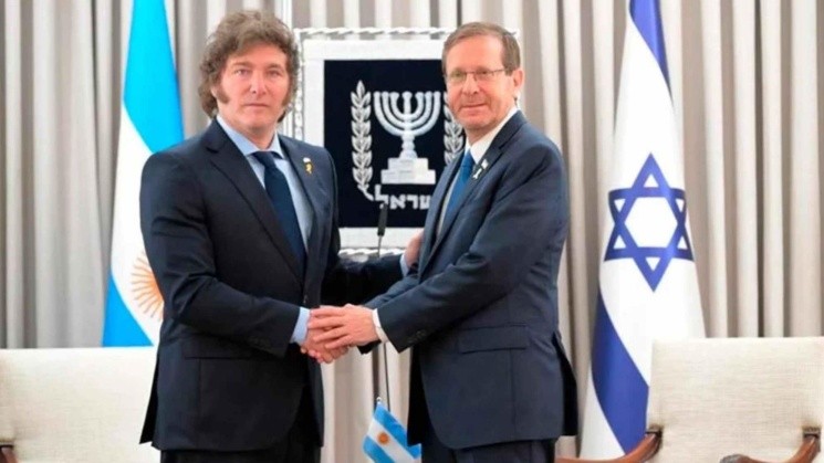 Javier Milei junto a Isaac Herzog, presidente israelí