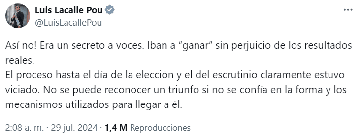 Luis Lacalle Pou manifestó su preocupación por los comicios en   <a href='https://www.cronica.com.ar/tags/Venezuela'>Venezuela</a>.