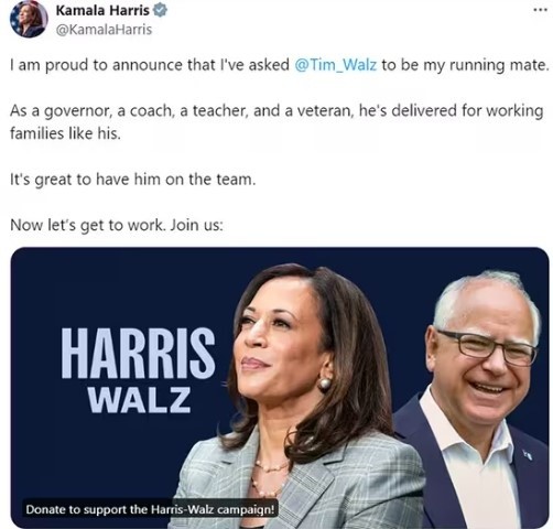  El posteo de Kamala Harris (X).