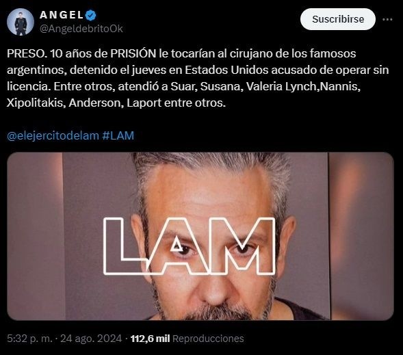 La publicación de Ángel de Brito (Captura X).