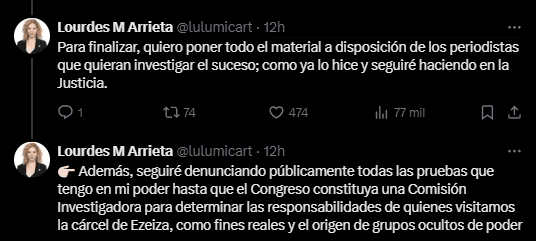 Asi concluía el hilo en X la diputada Arrieta.