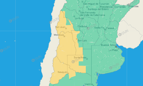 Las provincias afectadas por la alerta meteorológica. 