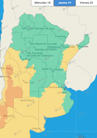  Así estará el clima el jueves.