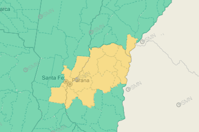  Las provincias afectadas por la alerta por tormentas.