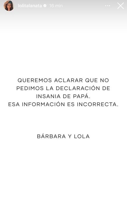  Esta semana las hijas de Lanata publicaron este mensaje en sus redes sociales.