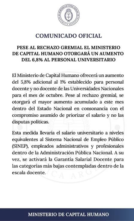 El anuncio del   <a href='https://www.cronica.com.ar/tags/Ministerio de Capital Humano'>Ministerio de Capital Humano</a>.