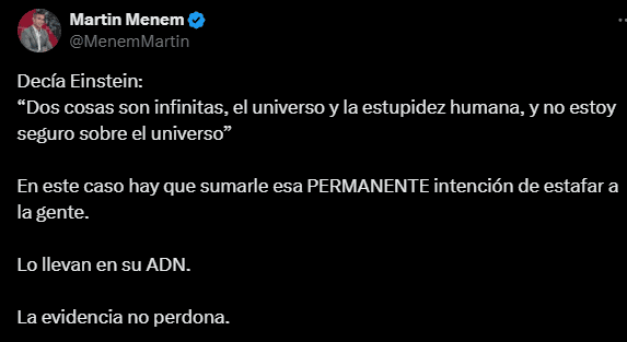 La respuesta de Martín Menem.