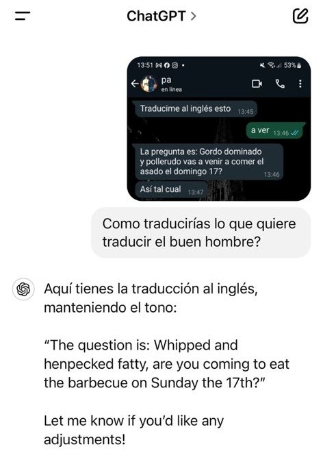 Así sería la traducción al inglés, según la inteligencia artificial ChatGPT.